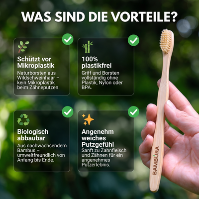 BAMBURA Wildschweinborsten & Bambus Zahnbürste (4SET)