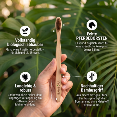 BAMBURA Pferdeborsten & Bambus Zahnbürste (4 SET)