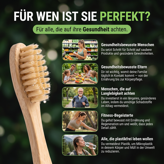 BAMBURA Wildschweinborsten & Bambus Zahnbürste (4SET)
