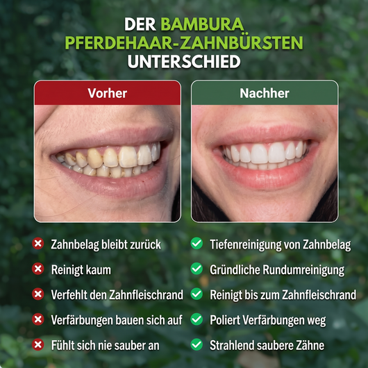 BAMBURA Pferdeborsten & Bambus Zahnbürste (4 SET)
