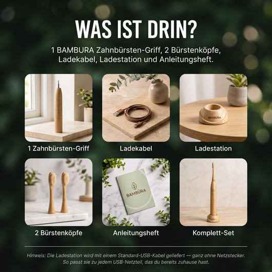 BAMBURA Pferde Borsten &amp; Bambus Elektrische Zahnbürste